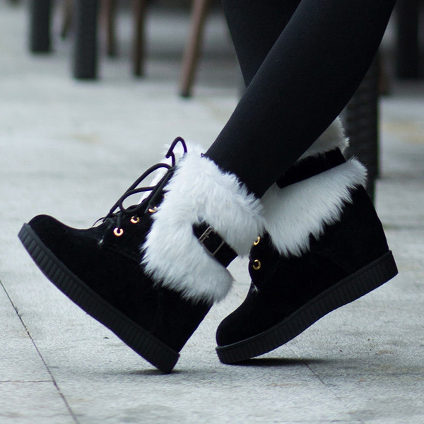 fur lined wedge ankle boots