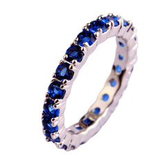 lingmei Unisex Round Cut Sapphire Quartz Jewelry Gemstone Silver Ring Size 6 7 8 9 10 11 12 13