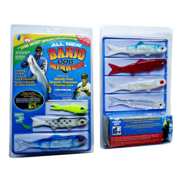 Banjo Minnow 006 - 110 Piece Fishing System Soft Plastic Fishing Lures Set