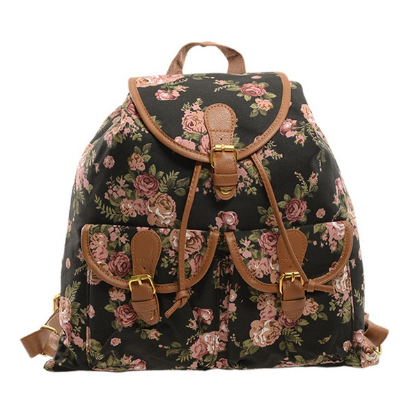 June Roses Waxed Canvas Backpack - Canvas Bag - Backpack purse