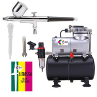 OPHIR Pro Dual Action Airbrush Air Tank Compressor Kit T-shirt Painting  Tanning Hobby