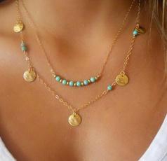 Brass, golden, Turquoise, Jewelry