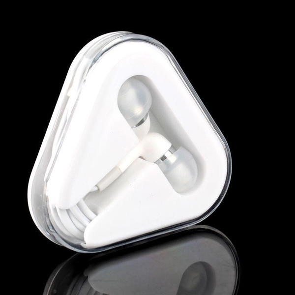 For Apple iPhone 4 4S In Ear Earphone Headset Headphones Triangle Box Case 01