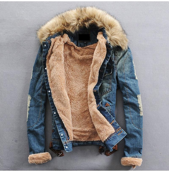 blue jean jacket with wool