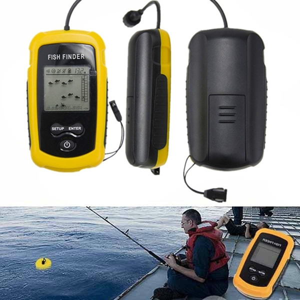 100M Portable Electronic Sonar Fish Finder Depth Alarm Transducer（For