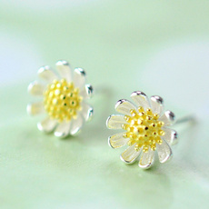 New arrival fashion cute marguerite Sunflower design 925 sterling silver earrings jewelry