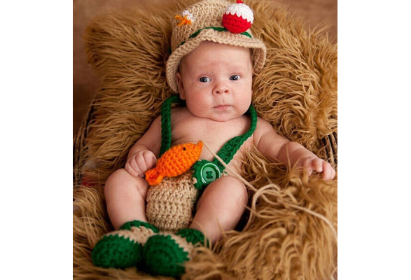 Crochet Fisherman Newborn Photography Prop/baby Shower Gift/infant
