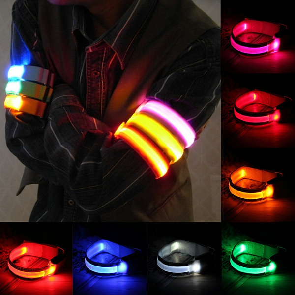 LED Arm Band Safety Reflective Strap Snap Wrap For Night Sports Cycling Running 