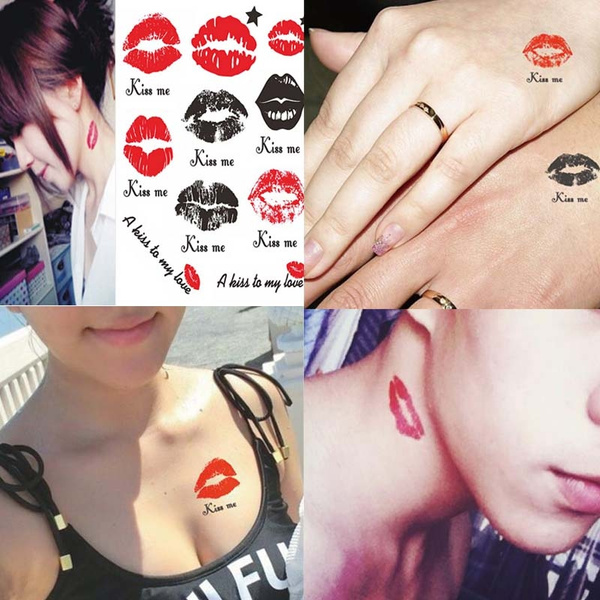 Cute Lip Print Tattoos for a Playful Look