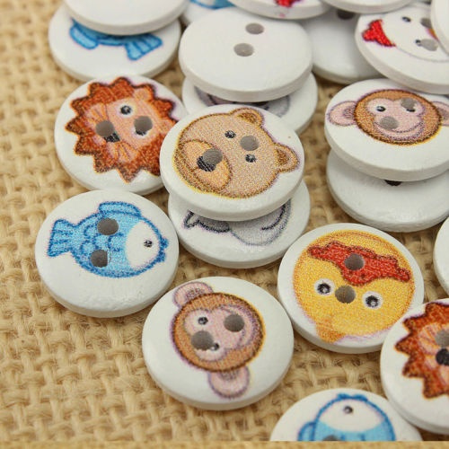  Buttons for Crafts 100pcs, 15mm Mixed Round Wooden