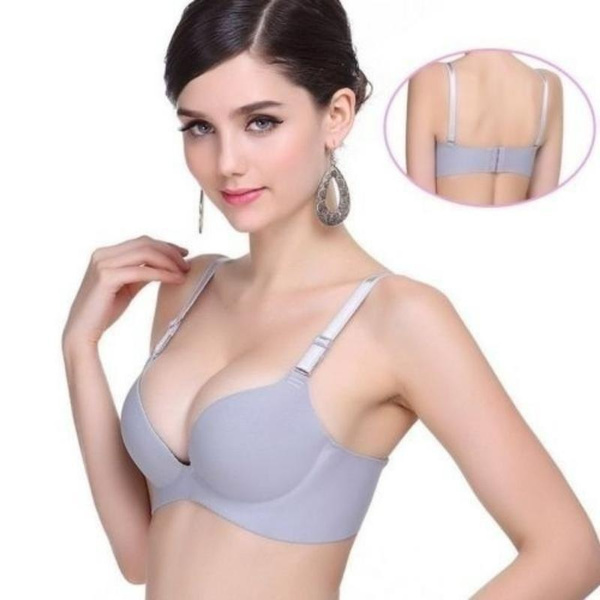 Women Seamless Underwear Support Plunge Push Up Bra 32 34 36 38