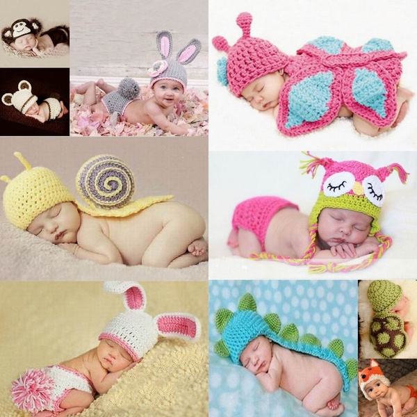 Cute Newborn Baby Animal Knitted Crochet Costume Cospaly Clothes Photo Props 