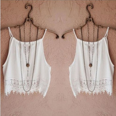 Sexy Women's Lady Summer Sleeveless Camisole Casual Lace Crop Blouse Tops Tank Tee