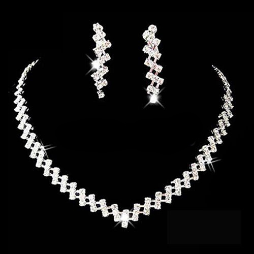 Buy White Cubic Zirconia Diamante String Of Quad Necklace Set by Curio  Cottage Online at Aza Fashions.