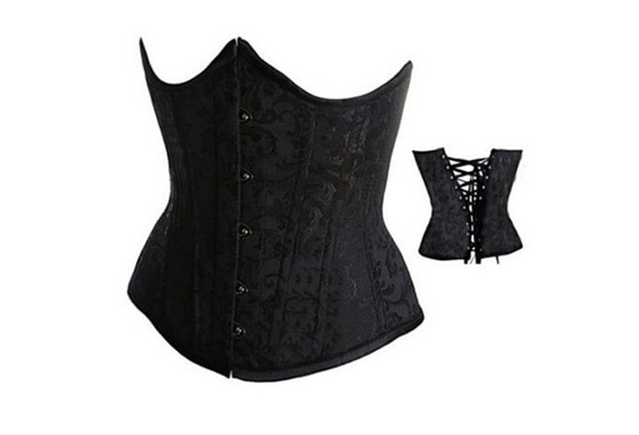 Sexy Woman Boned Waist Training Corsets and Bustiers Black White