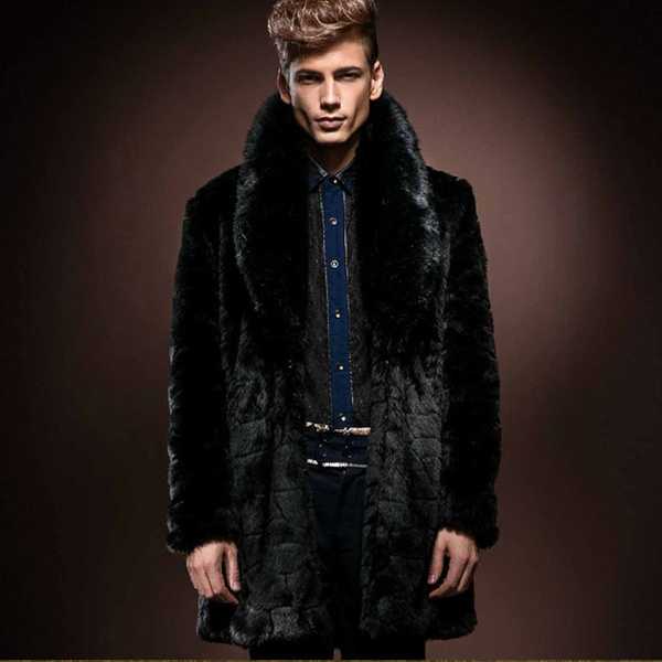 2015 Thick Men Faux Fur Coat Fashion Brand Plus Size Men Fur Coat Long ...