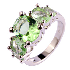 Fashion Trendy women Light Green Amethyst Gems Jewelry 925 Silver Ring Size 6-13