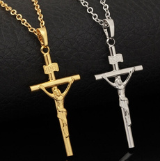 Cross Necklace Women/Men Jewelry 18K Real Gold Plated INRI Crucifix Jesus Cross Pendant Jewelry