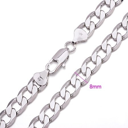 Men's 10 CT. T.W. Diamond Curb Chain Necklace in 10K White Gold – 22