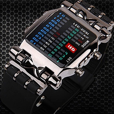 Boys Men's Fashion Binary LED Digital Wristwatch Date Square Dial Casual Plastic Strap Bracelet Watch lovely Style