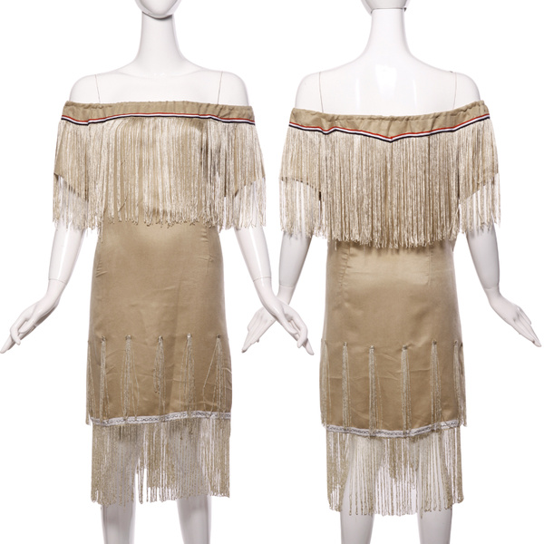 LADIES RED INDIAN SQUAW FANCY DRESS COSTUME WOMENS WILD WEST POCHAHONTAS OUTFIT