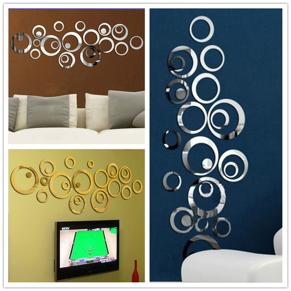 Acrylic Mirror Wall Stickers For Home Decor - Gold,Silver,Black