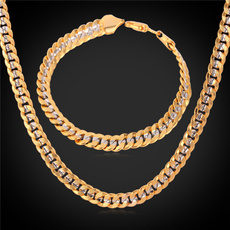 goldplated, Chain Necklace, Men  Necklace, Chain Link Bracelet