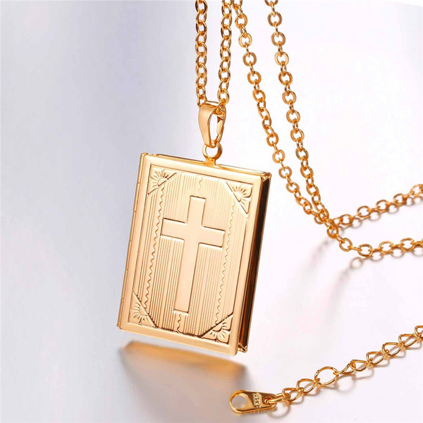 Photo Locket Pendant Men Women Platinum 