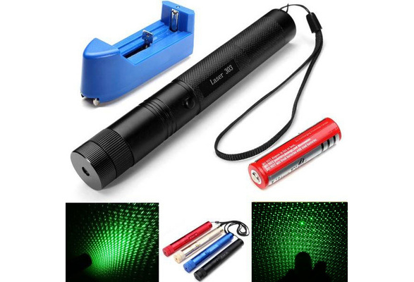 532nm 5mw Burning Laser 303 Green Laser Pointer With Light Star Cap Charger And 18650 Battery