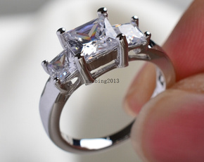 White Gold, diamondwomensweddingring, Engagement Wedding Ring Set, Princess