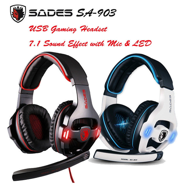 Sades Sa 903 7 1 Surround Sound Channel Usb Gaming Headset Headphone With Mic Led Black White Wish
