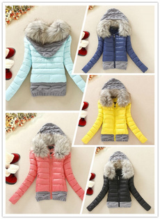 womencottonpaddedcoat, Fashion, fur, womenlargefurcollardownjacket