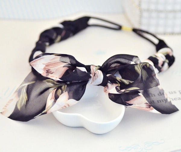 Korean Fashion Girls Chiffon Floral Bowknot Braid Headbands Hairband