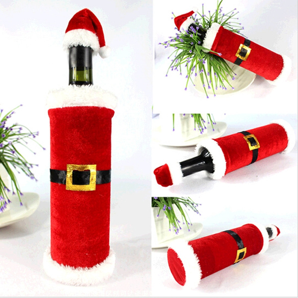 1pc Chirstmas Decoration Santa Clause Clothing Hat Dress Wine Bottle ...