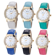 Geneva Fashion Women Diamond Analog Leather Quartz Wrist Watch Watches