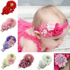Sweety Baby Girls Crystal Headband Ribbon Rose Hair Band Head Decoration fashion elastic Hair Accessories