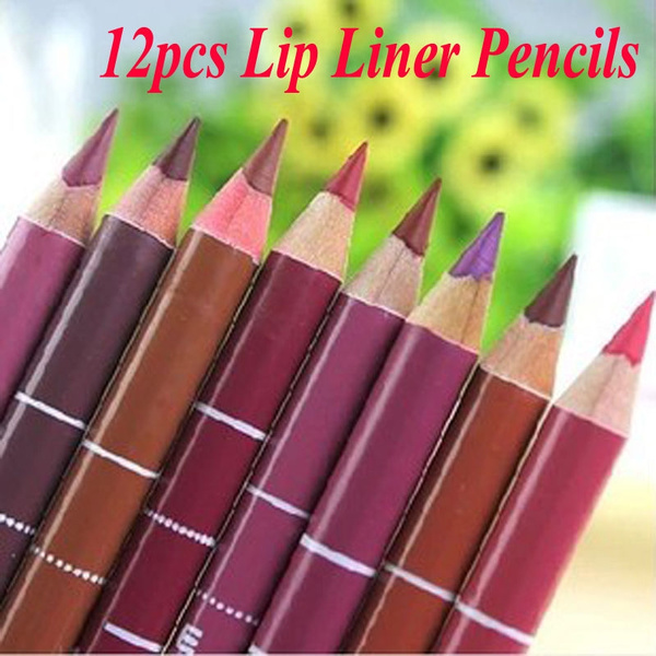 12 PCS Professional Lipliner Waterproof Lip Liner Pencil 15CM Wish