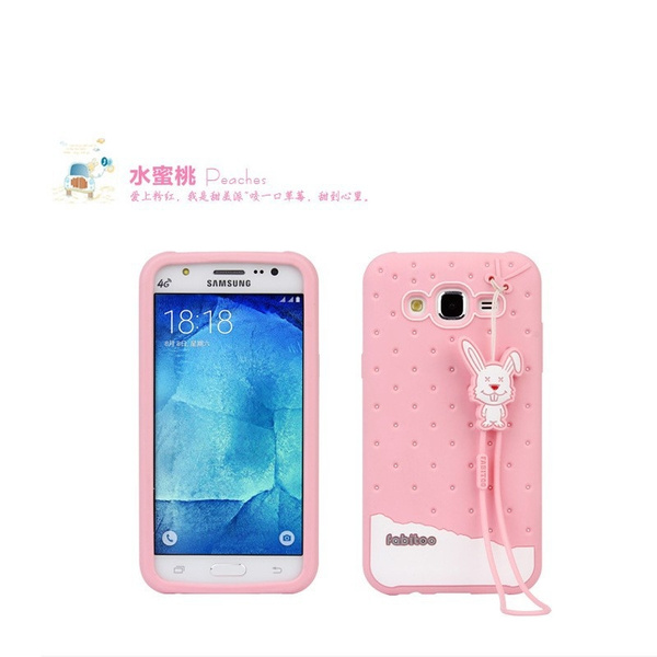 For Samsung Galaxy J5 J500 Fashion Cute Soft Silicone Back Cover Case For Girl Style Cartoon Pattern ShockProof Phone Shell Lanyard Gift