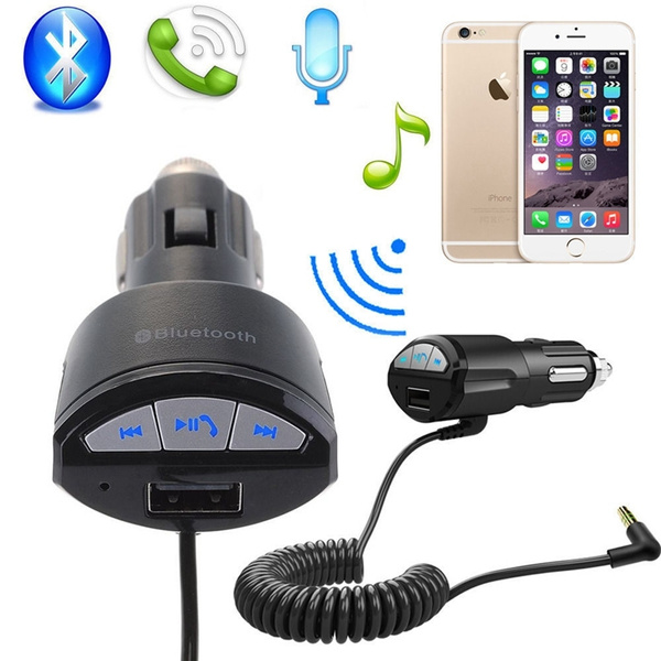 A2DP 3.5mm Car Handsfree Bluetooth AUX Stereo Audio Receiver Adapter USB Charger 