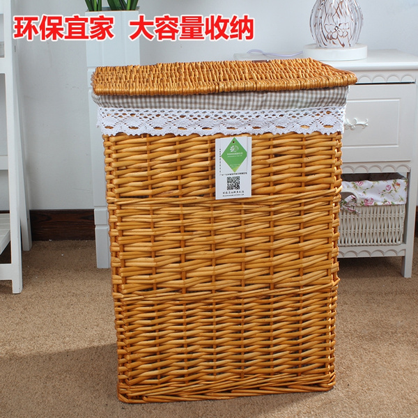 Large New White Willow Wicker Baskets Laundry Basket Storage Basket Wholesale Baskets Square Wastebasket Bins Storage Boxes Woven Baskets Wish