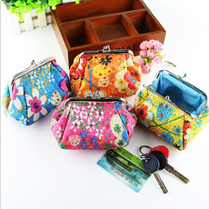 Women's Fashion Cute Embroidered Case Wallet Card Keys Pouch Coin Purse Vintage Flower Bags