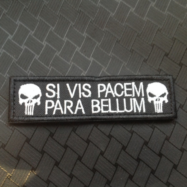 Punisher Skull Si Vis Pacem Para Bellum 1"x3.75" Patch Morale Patch USA Made!