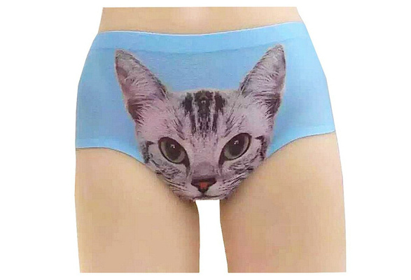Sexy Cat Print Panty Seamless Hipsters Kitty Underwear Anti-exposure  Lingerie for Women