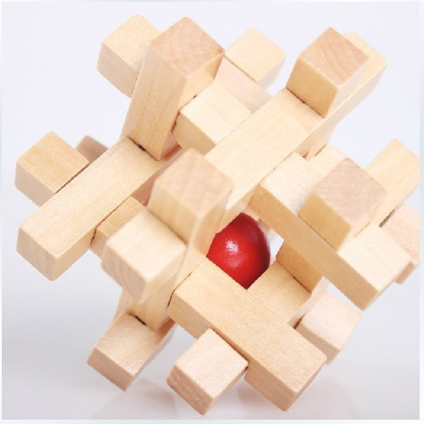 Wooden puzzle store with ball inside