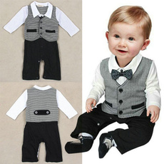 Gentleman Formal Baby Boy Suit Romper #G Pants One-piece Jumpsuit Clothes 0-18M
