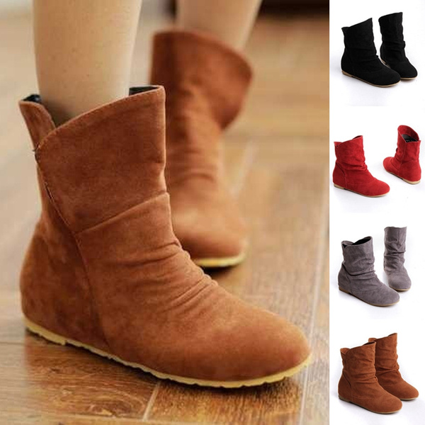 Ladies flat suede on sale boots