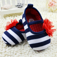 Infant Toddler Stripe Flower Crib Shoes Soft Sole Kid Girls Baby Shoes Prewalker