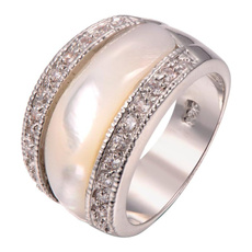 Sterling, pearlshellring, 925 sterling silver, wedding ring