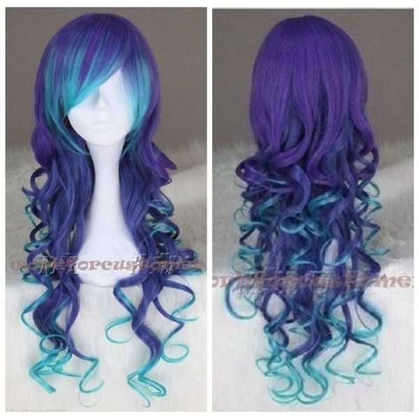 blue and purple wig