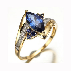 yellow gold, Blues, Women Ring, Blue Sapphire